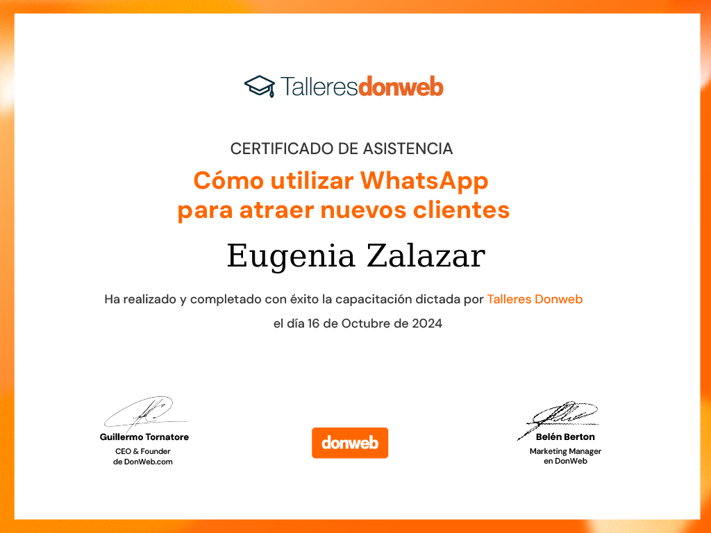Certificado de asistencia · Talleres DonWeb