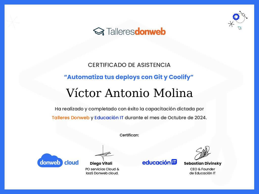Certificado de asistencia · Talleres DonWeb