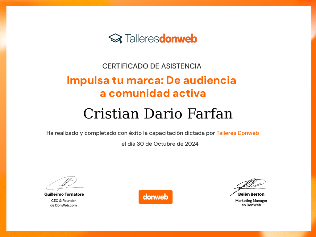Certificado de asistencia · Talleres DonWeb