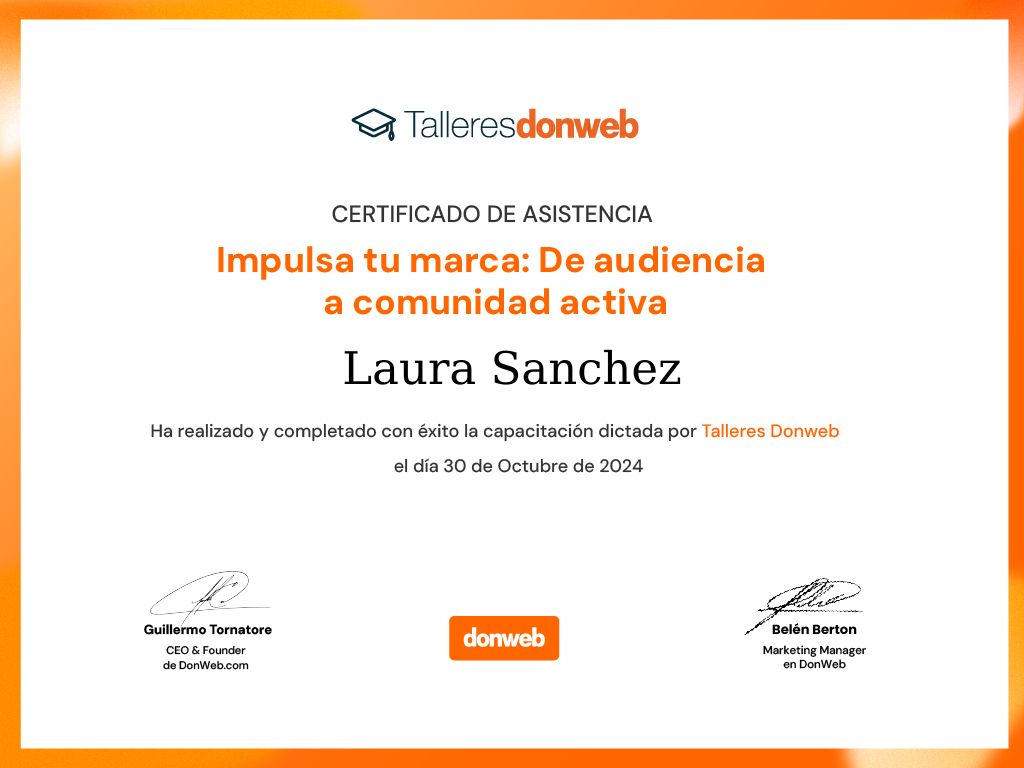 Certificado de asistencia · Talleres DonWeb