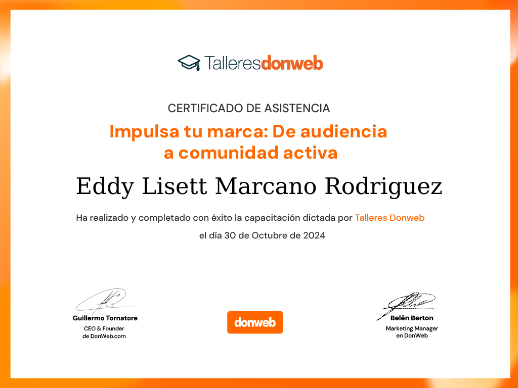 Certificado de asistencia · Talleres DonWeb