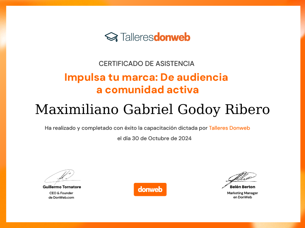 Certificado de asistencia · Talleres DonWeb