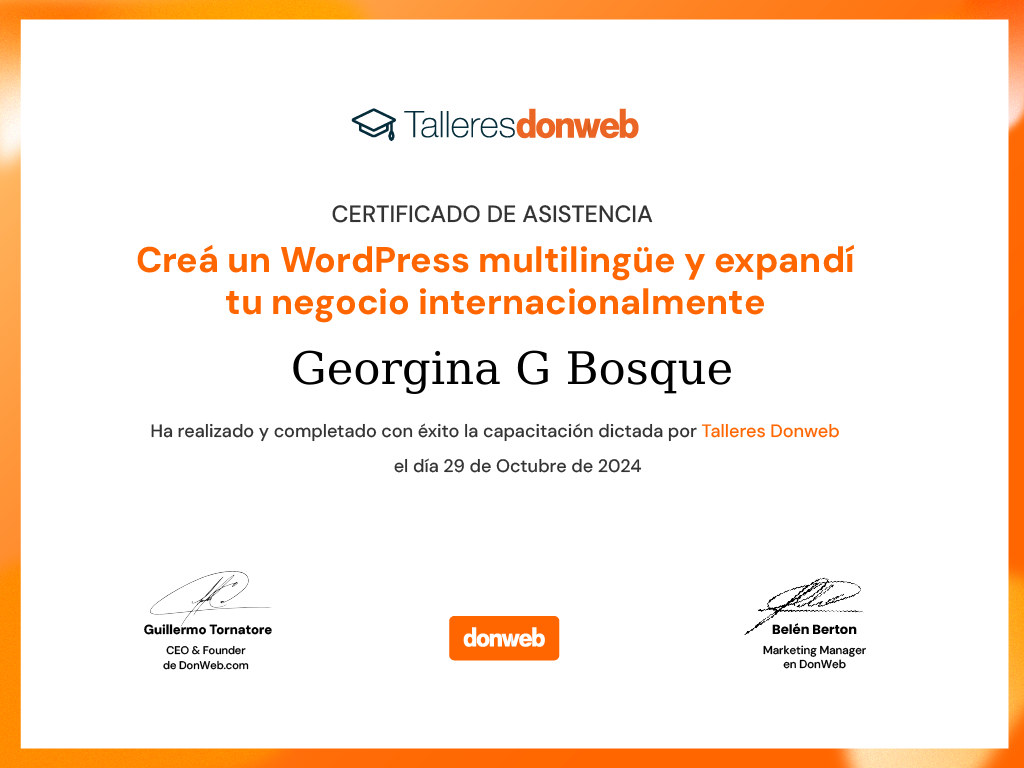 Certificado de asistencia · Talleres DonWeb