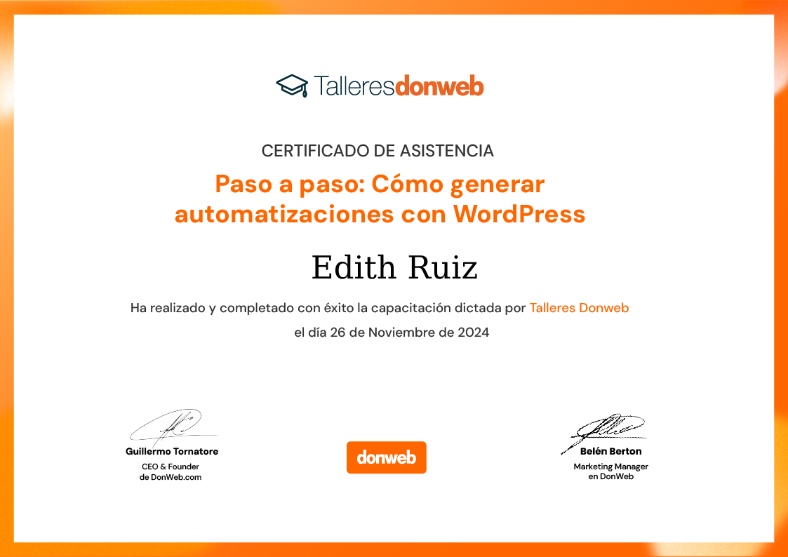 Certificado de asistencia · Talleres DonWeb