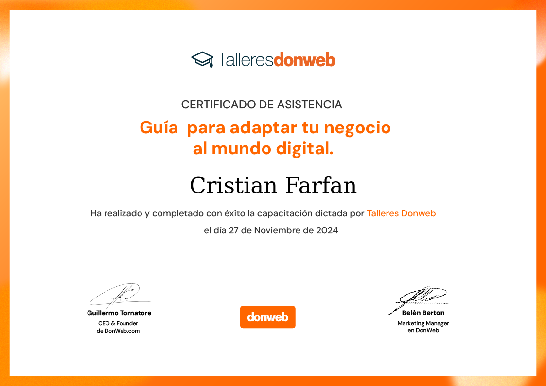 Certificado de asistencia · Talleres DonWeb