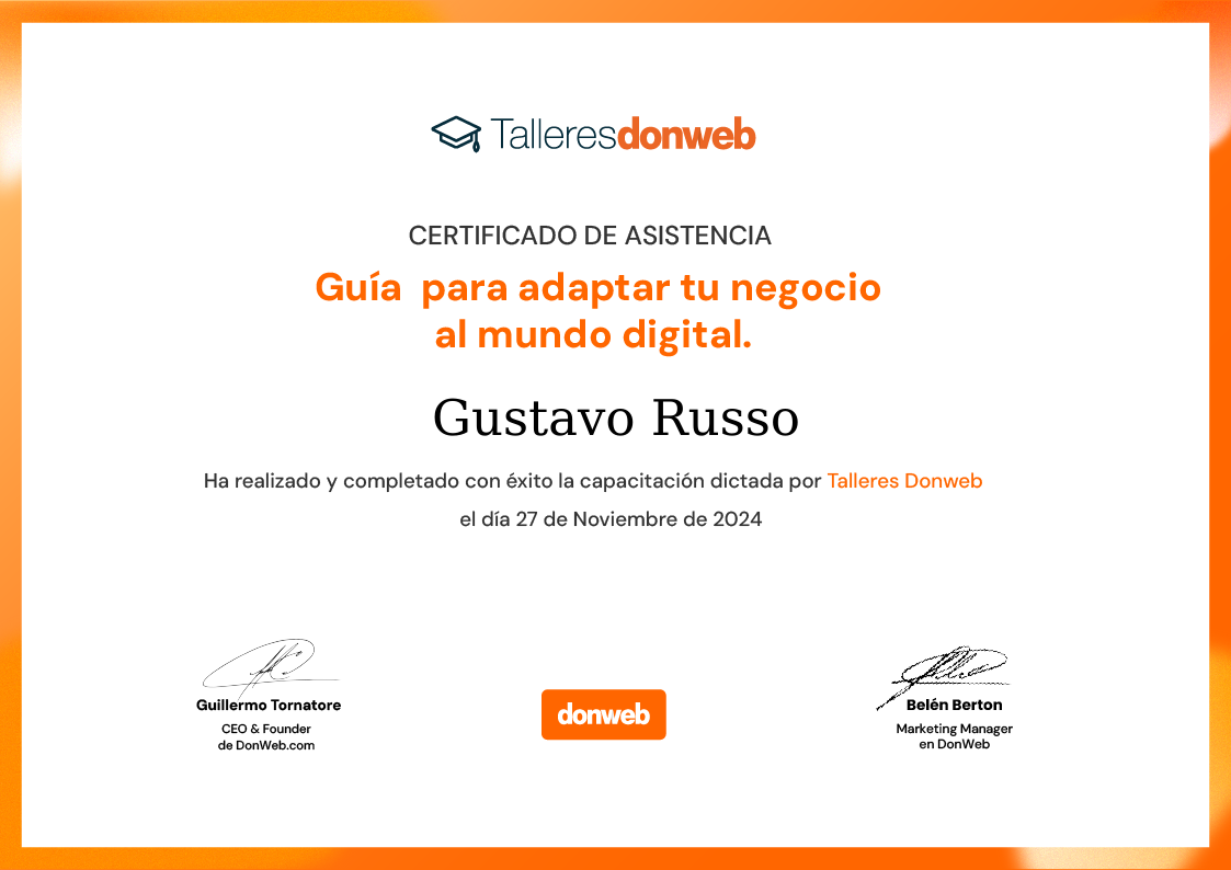Certificado de asistencia · Talleres DonWeb