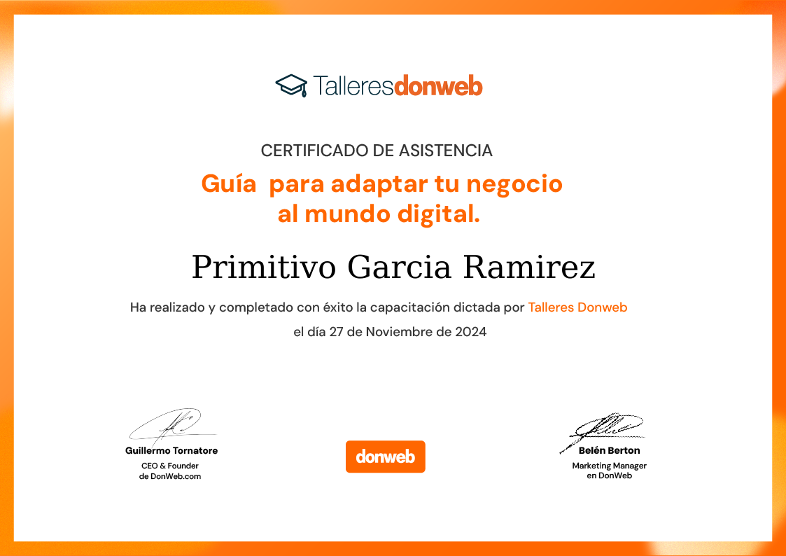 Certificado de asistencia · Talleres DonWeb