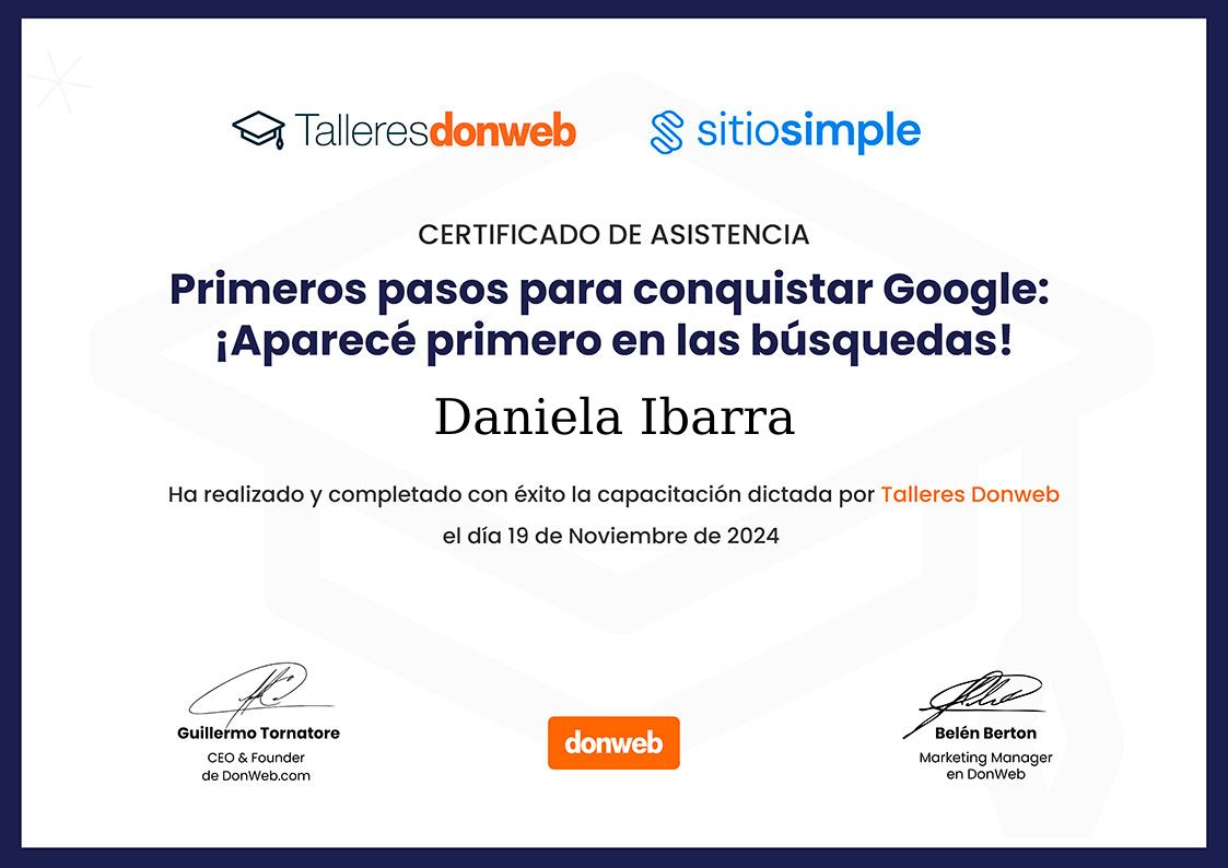 Certificado de asistencia · Talleres DonWeb