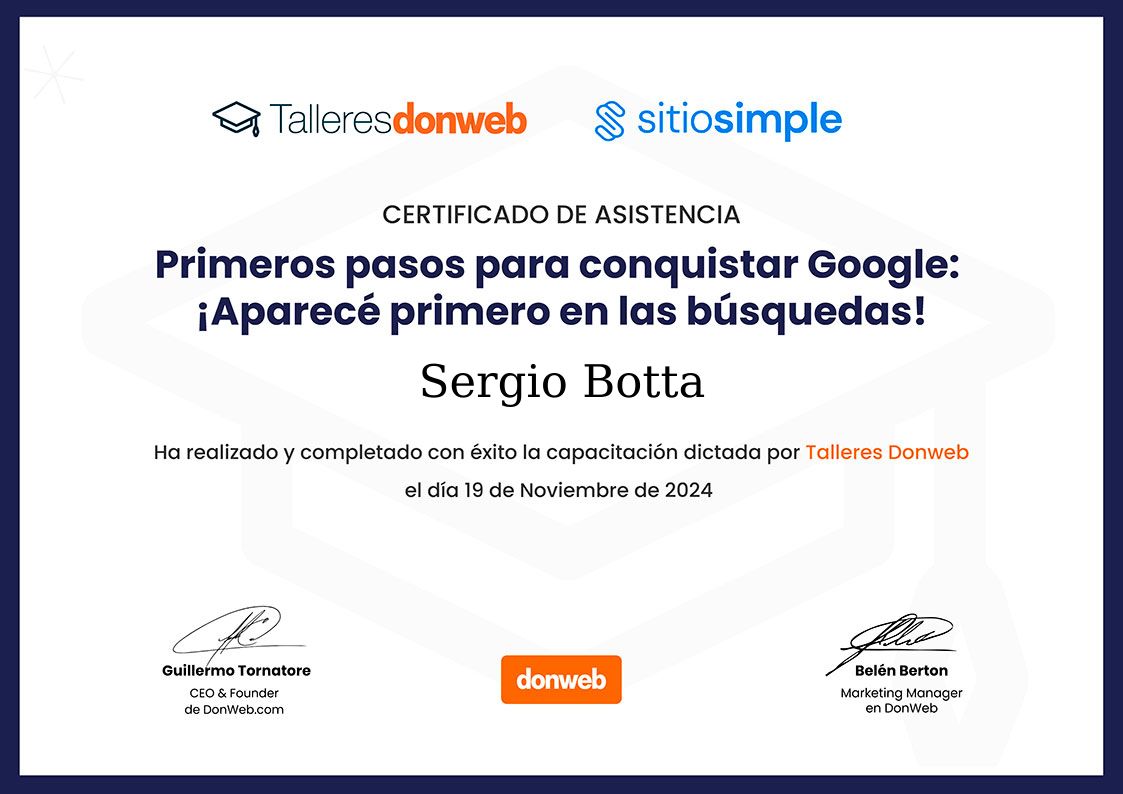 Certificado de asistencia · Talleres DonWeb