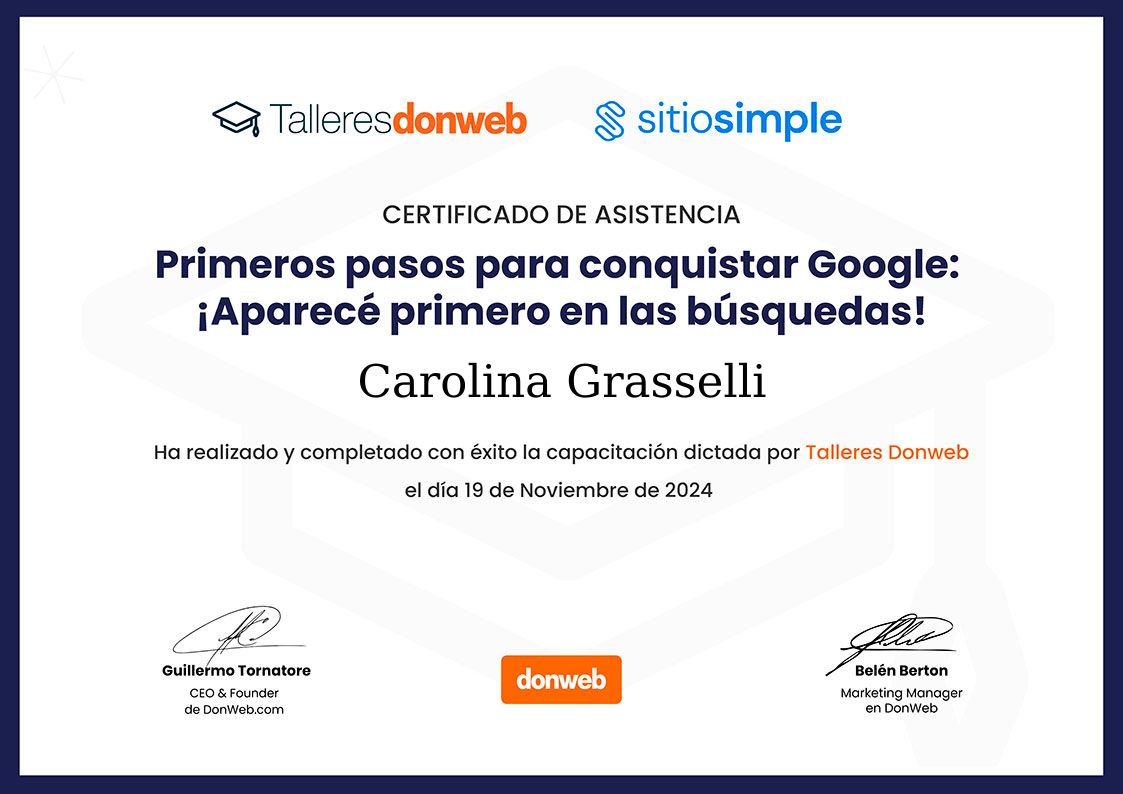 Certificado de asistencia · Talleres DonWeb