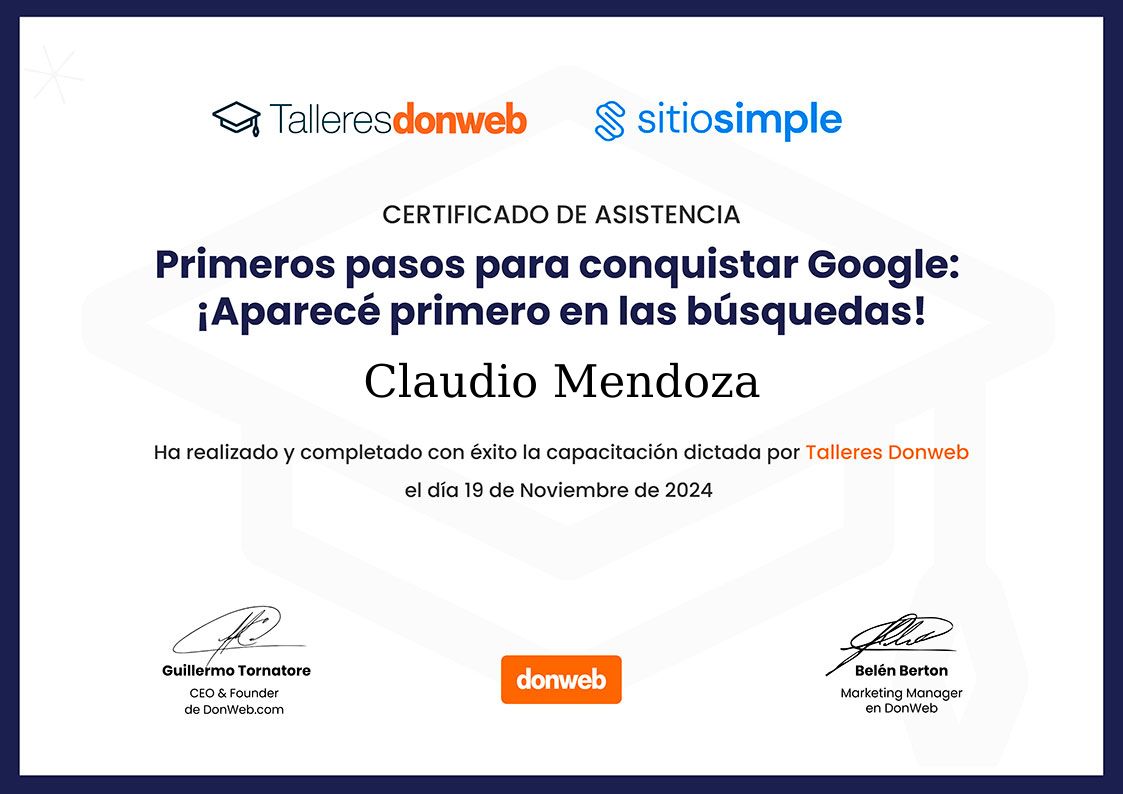 Certificado de asistencia · Talleres DonWeb