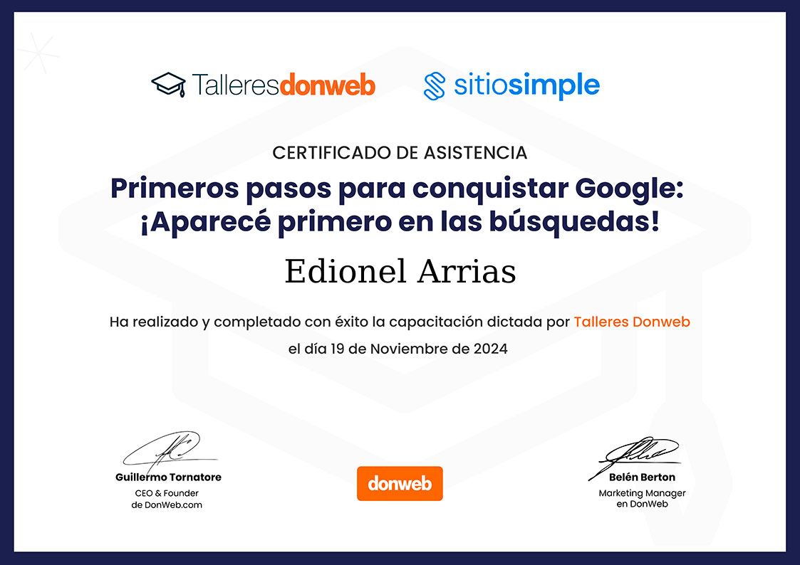 Certificado de asistencia · Talleres DonWeb