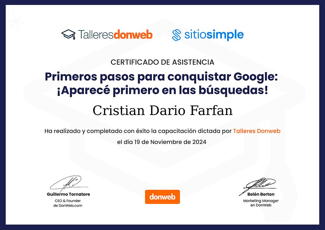 Certificado de asistencia · Talleres DonWeb