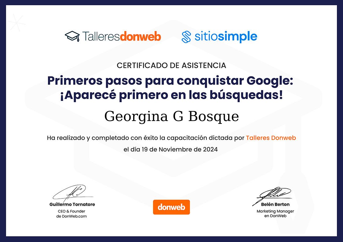 Certificado de asistencia · Talleres DonWeb