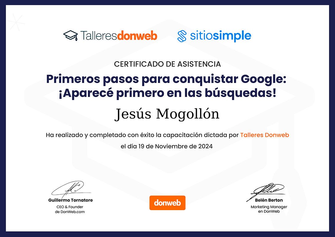 Certificado de asistencia · Talleres DonWeb
