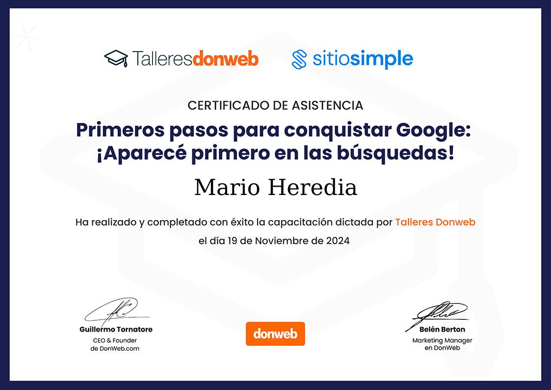 Certificado de asistencia · Talleres DonWeb