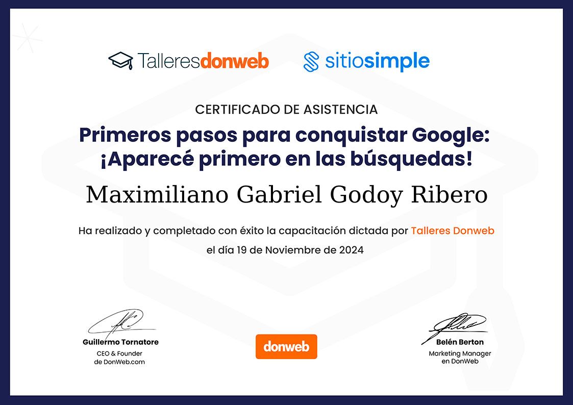 Certificado de asistencia · Talleres DonWeb