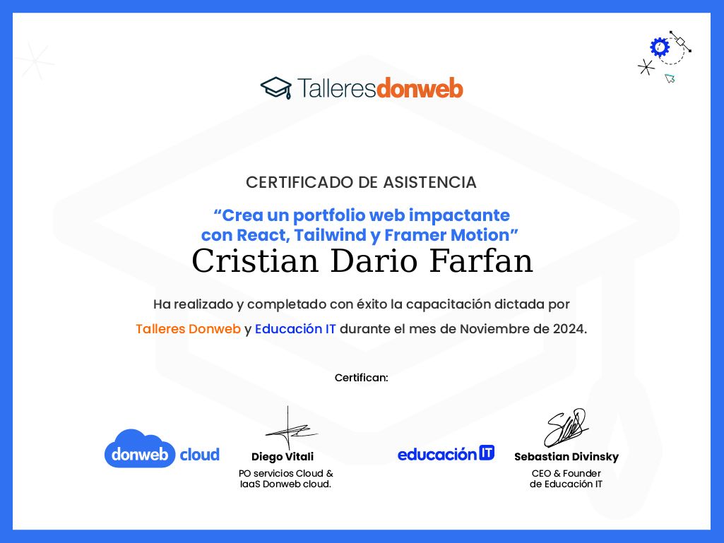 Certificado de asistencia · Talleres DonWeb