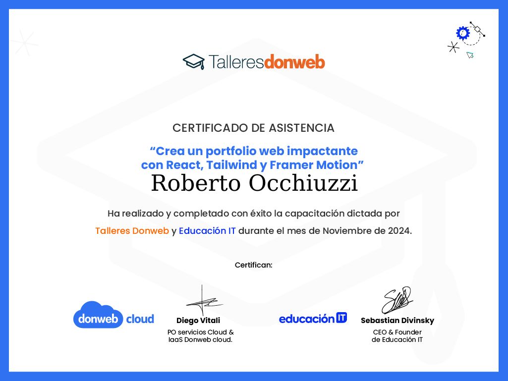 Certificado de asistencia · Talleres DonWeb