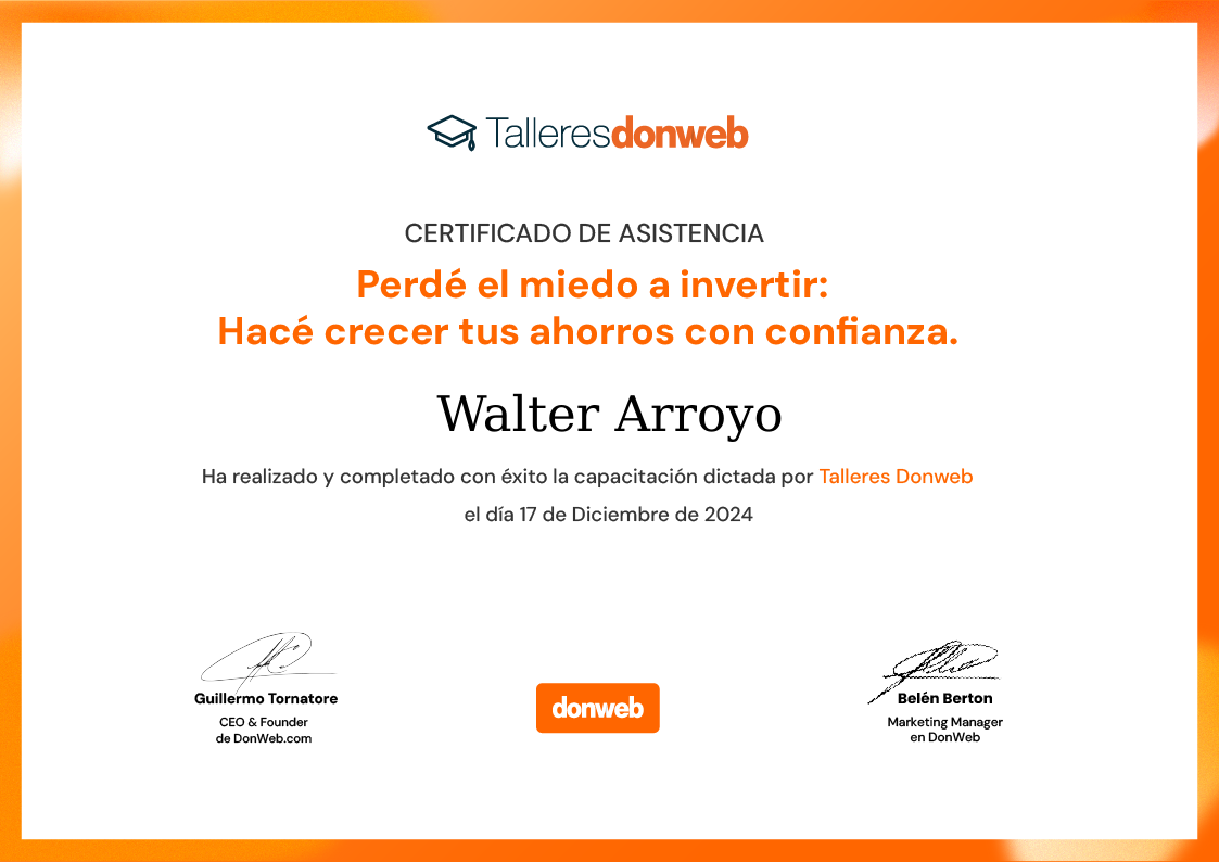Certificado de asistencia · Talleres DonWeb