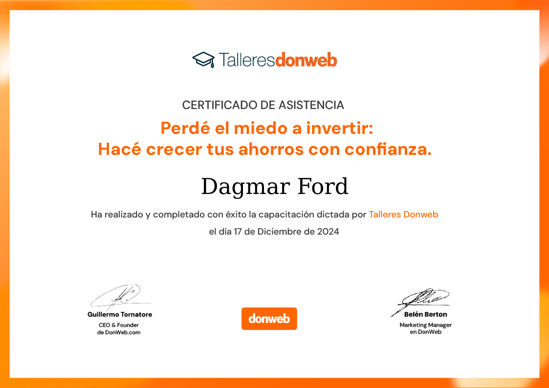 Certificado de asistencia · Talleres DonWeb