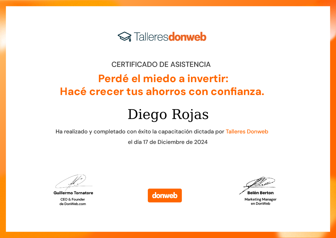 Certificado de asistencia · Talleres DonWeb