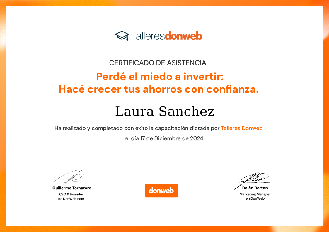 Certificado de asistencia · Talleres DonWeb