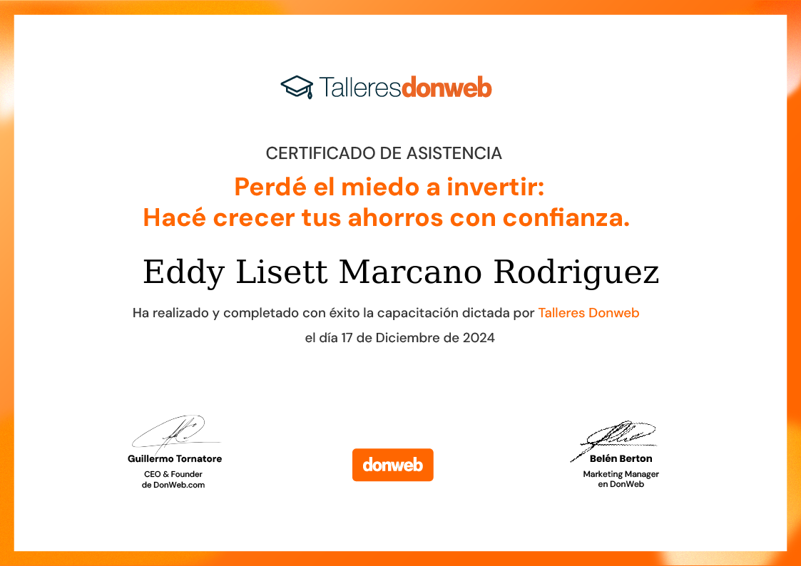 Certificado de asistencia · Talleres DonWeb