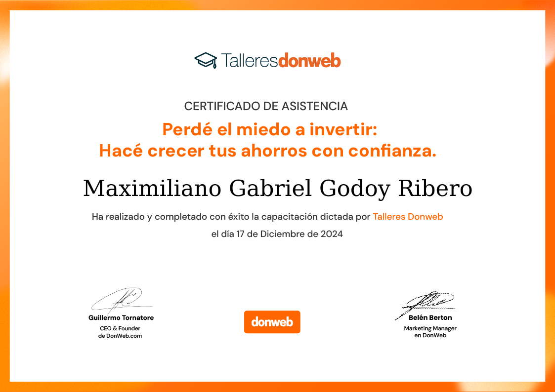 Certificado de asistencia · Talleres DonWeb
