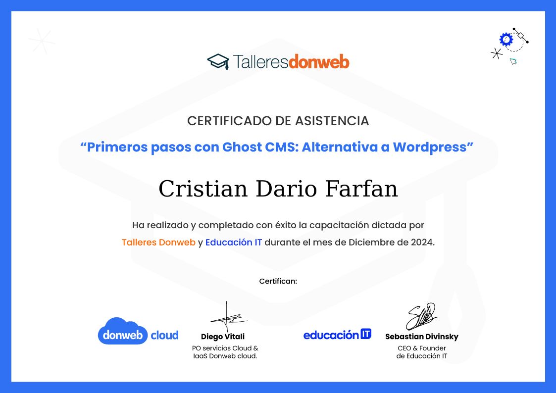 Certificado de asistencia · Talleres DonWeb