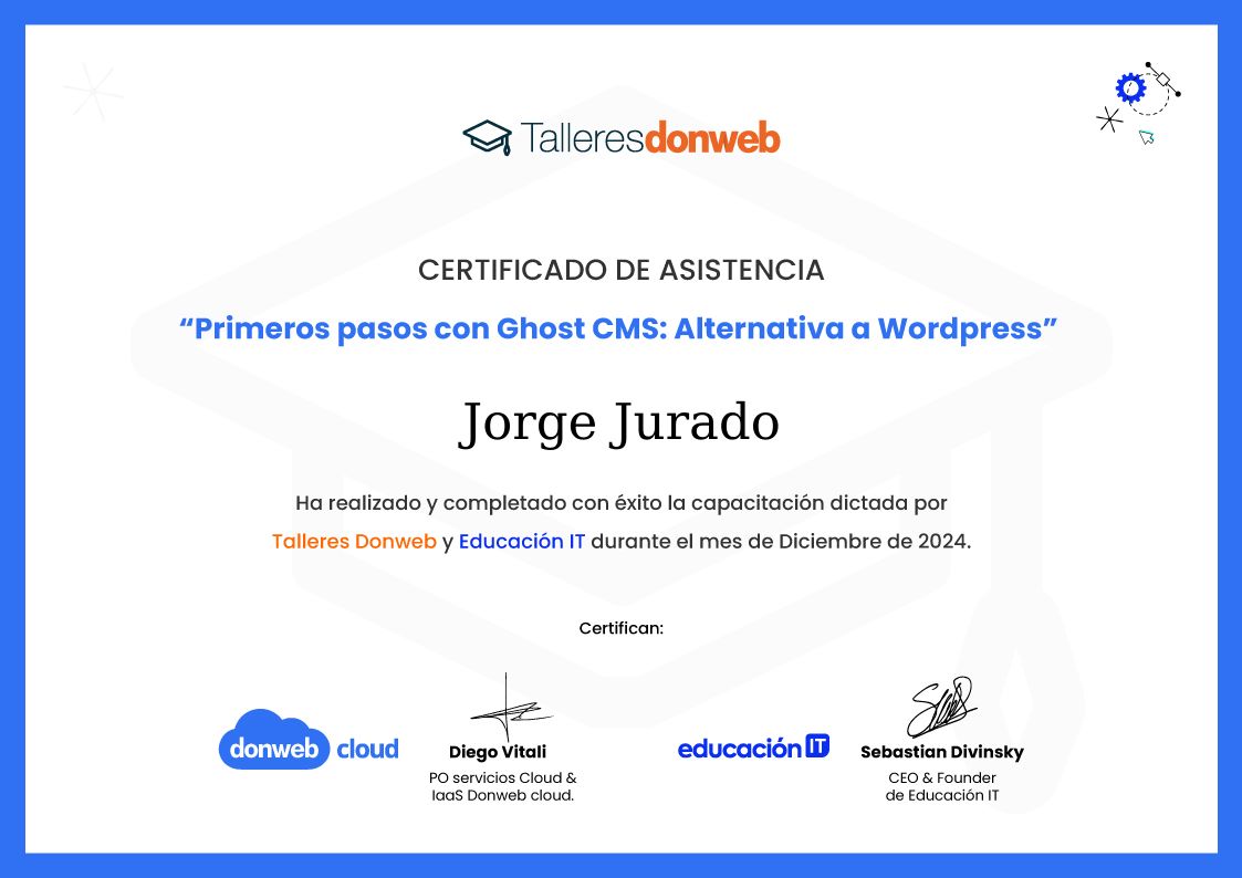 Certificado de asistencia · Talleres DonWeb