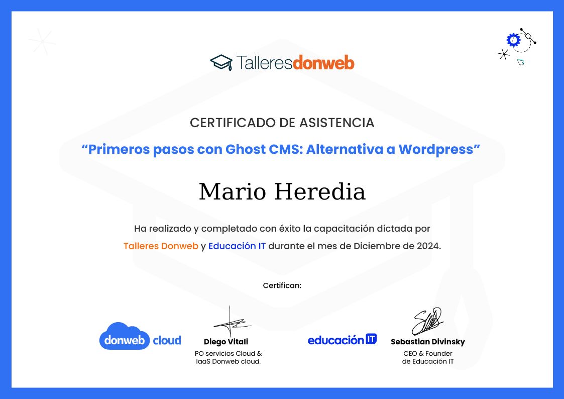 Certificado de asistencia · Talleres DonWeb