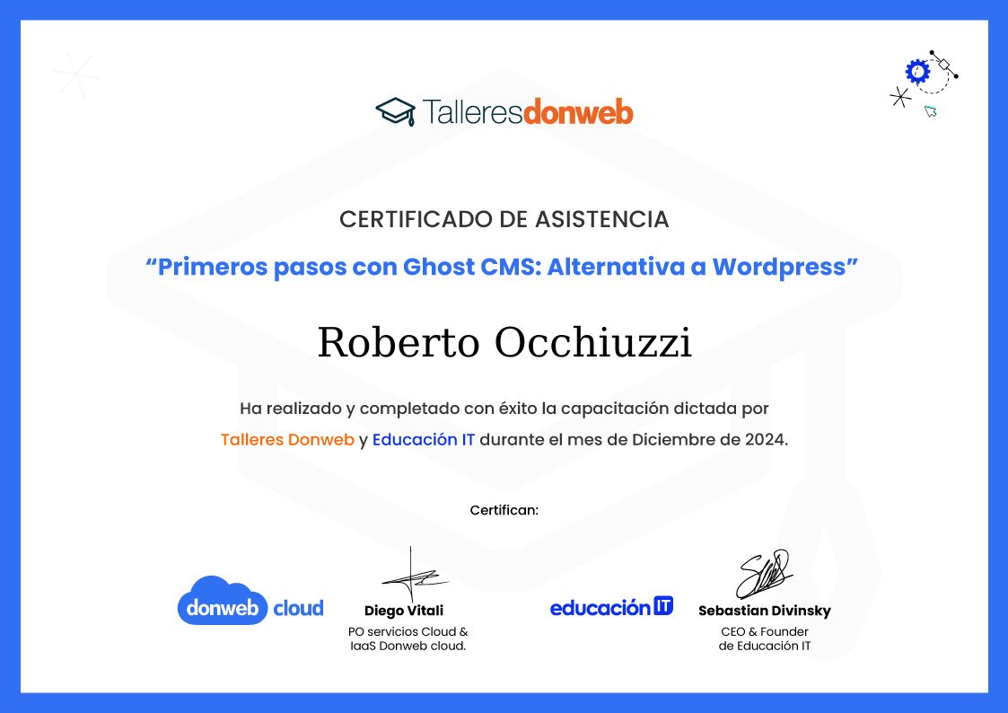 Certificado de asistencia · Talleres DonWeb