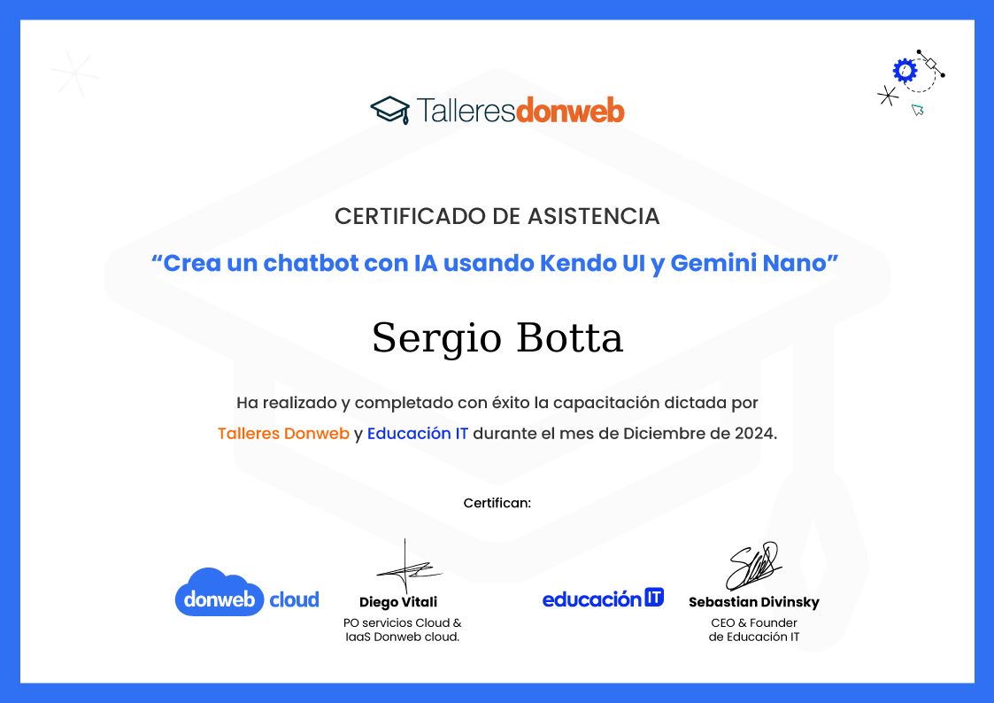 Certificado de asistencia · Talleres DonWeb