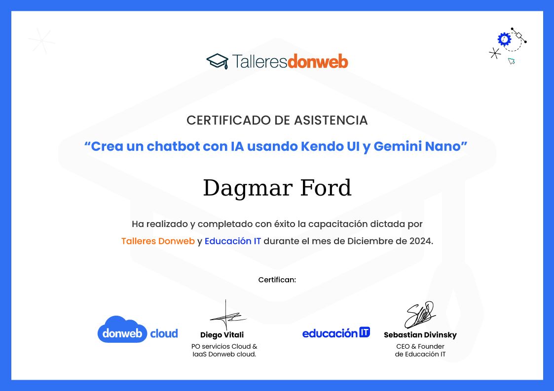 Certificado de asistencia · Talleres DonWeb