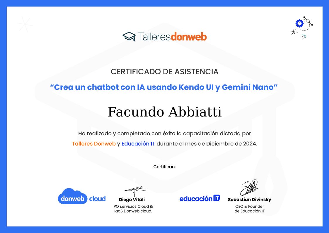 Certificado de asistencia · Talleres DonWeb