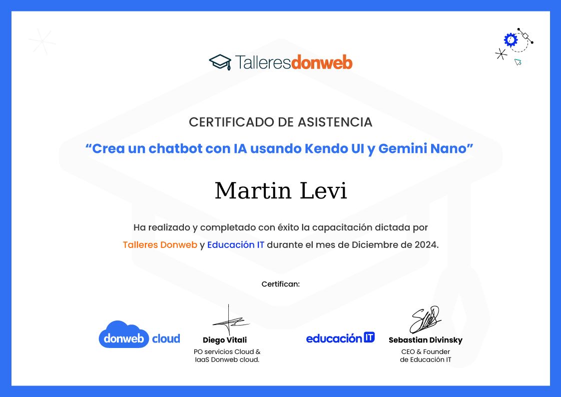 Certificado de asistencia · Talleres DonWeb