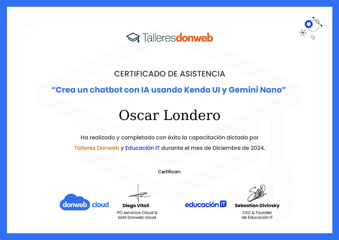 Certificado de asistencia · Talleres DonWeb