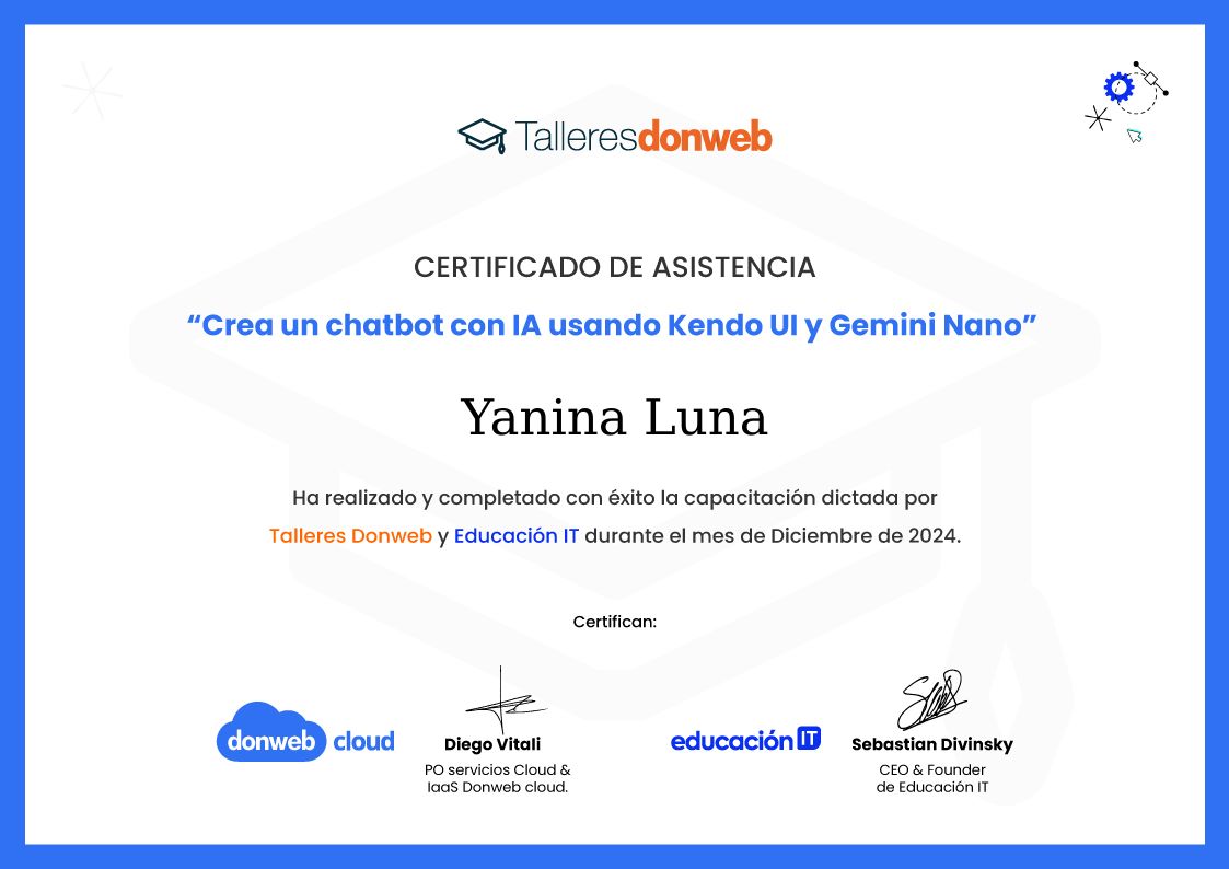 Certificado de asistencia · Talleres DonWeb