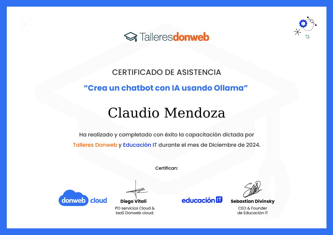 Certificado de asistencia · Talleres DonWeb