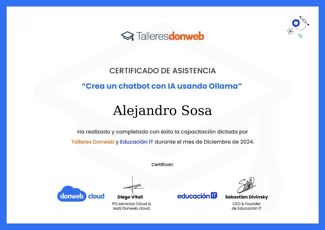 Certificado de asistencia · Talleres DonWeb