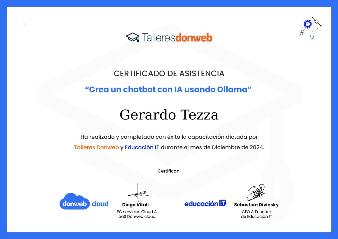 Certificado de asistencia · Talleres DonWeb