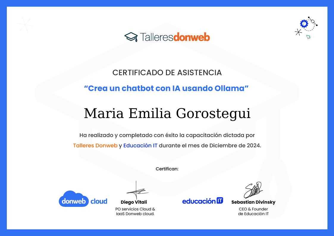 Certificado de asistencia · Talleres DonWeb
