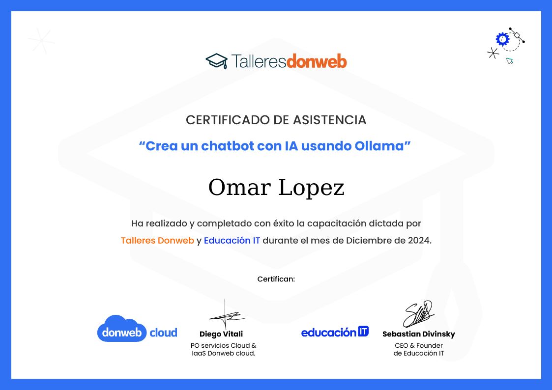 Certificado de asistencia · Talleres DonWeb