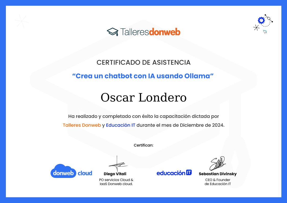 Certificado de asistencia · Talleres DonWeb