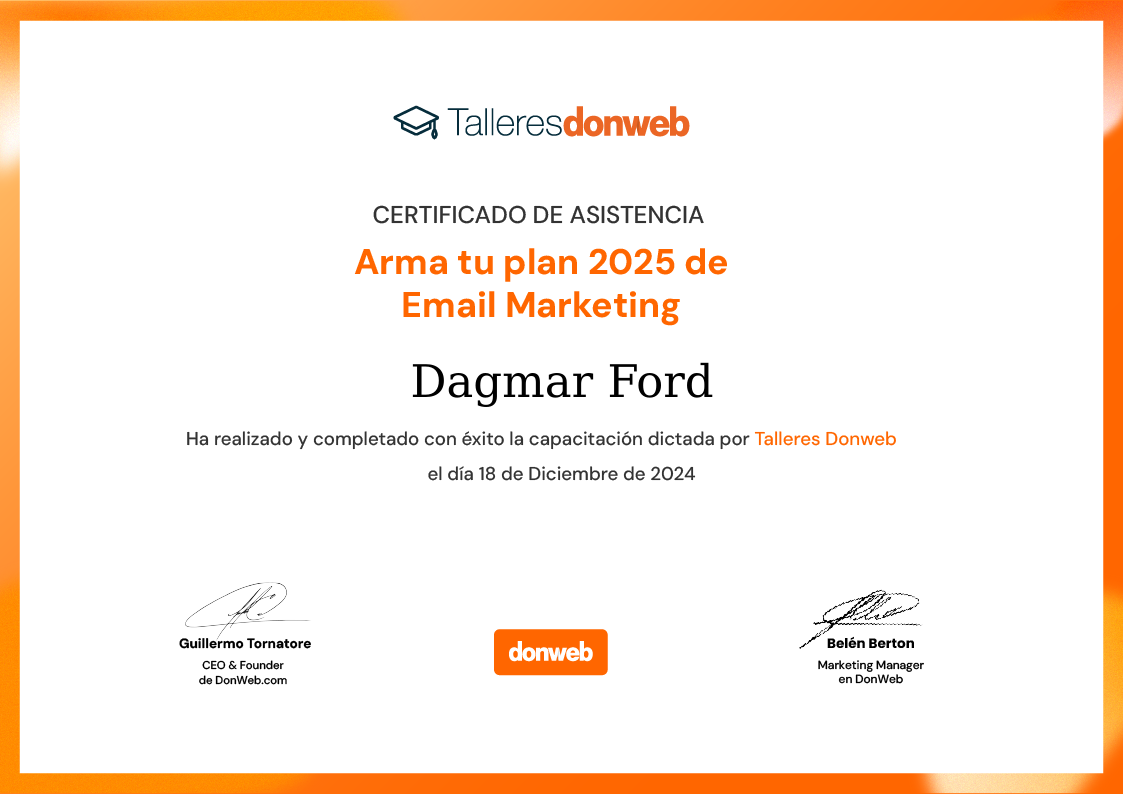 Certificado de asistencia · Talleres DonWeb