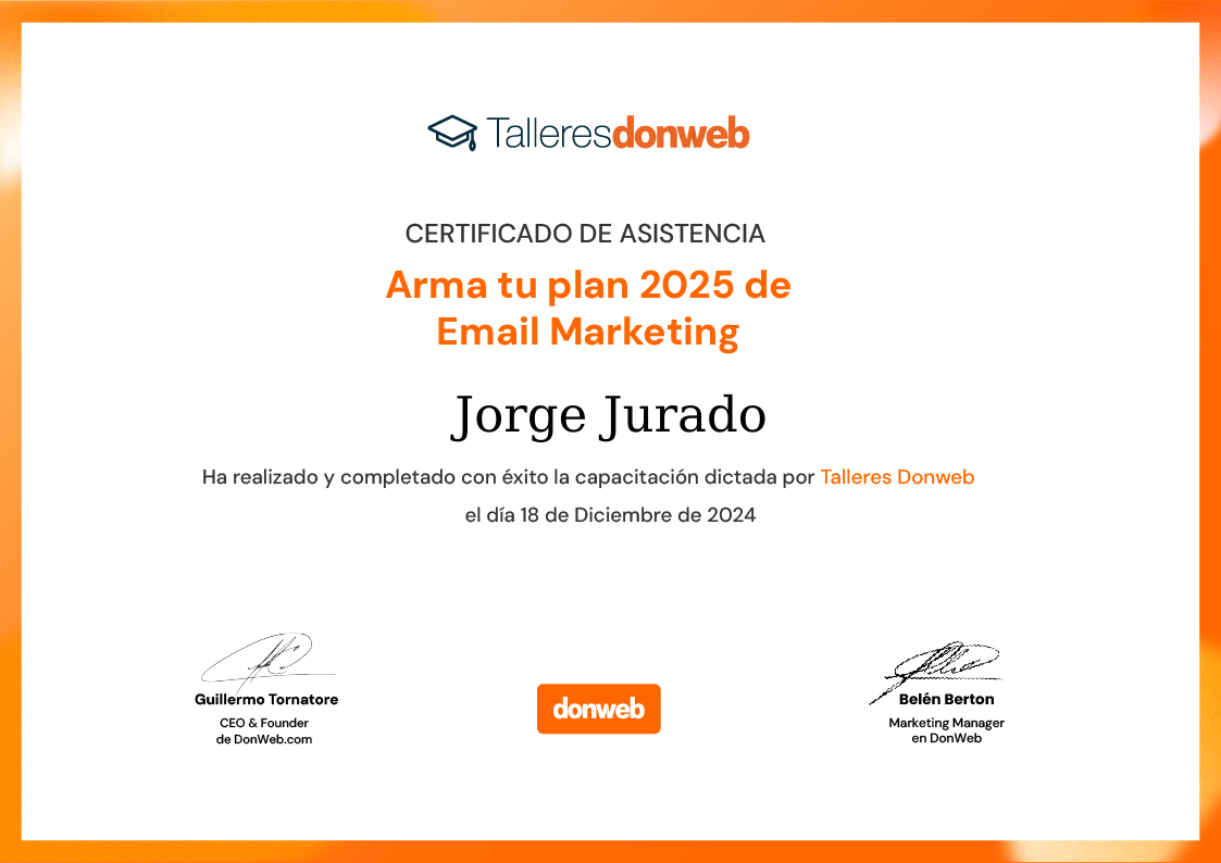 Certificado de asistencia · Talleres DonWeb