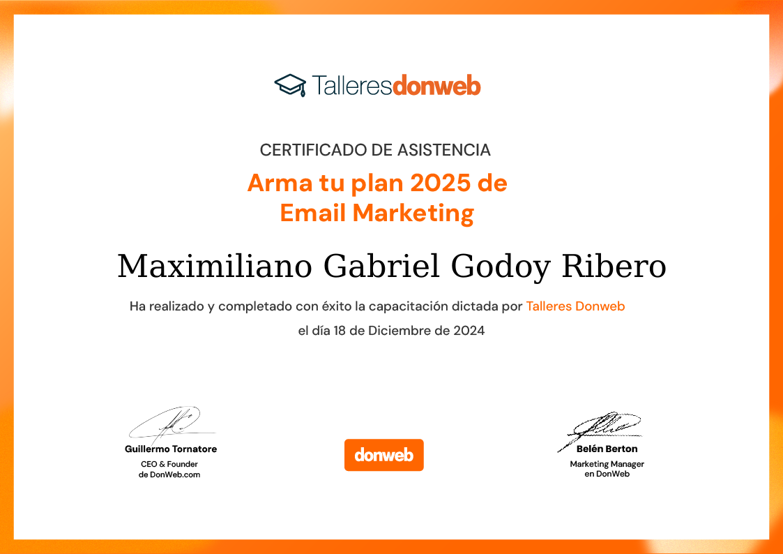 Certificado de asistencia · Talleres DonWeb