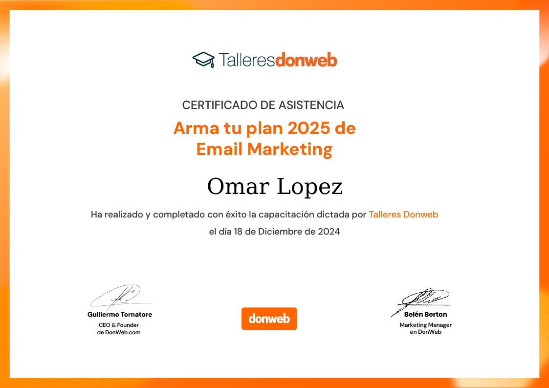 Certificado de asistencia · Talleres DonWeb