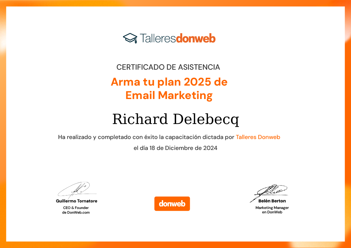 Certificado de asistencia · Talleres DonWeb